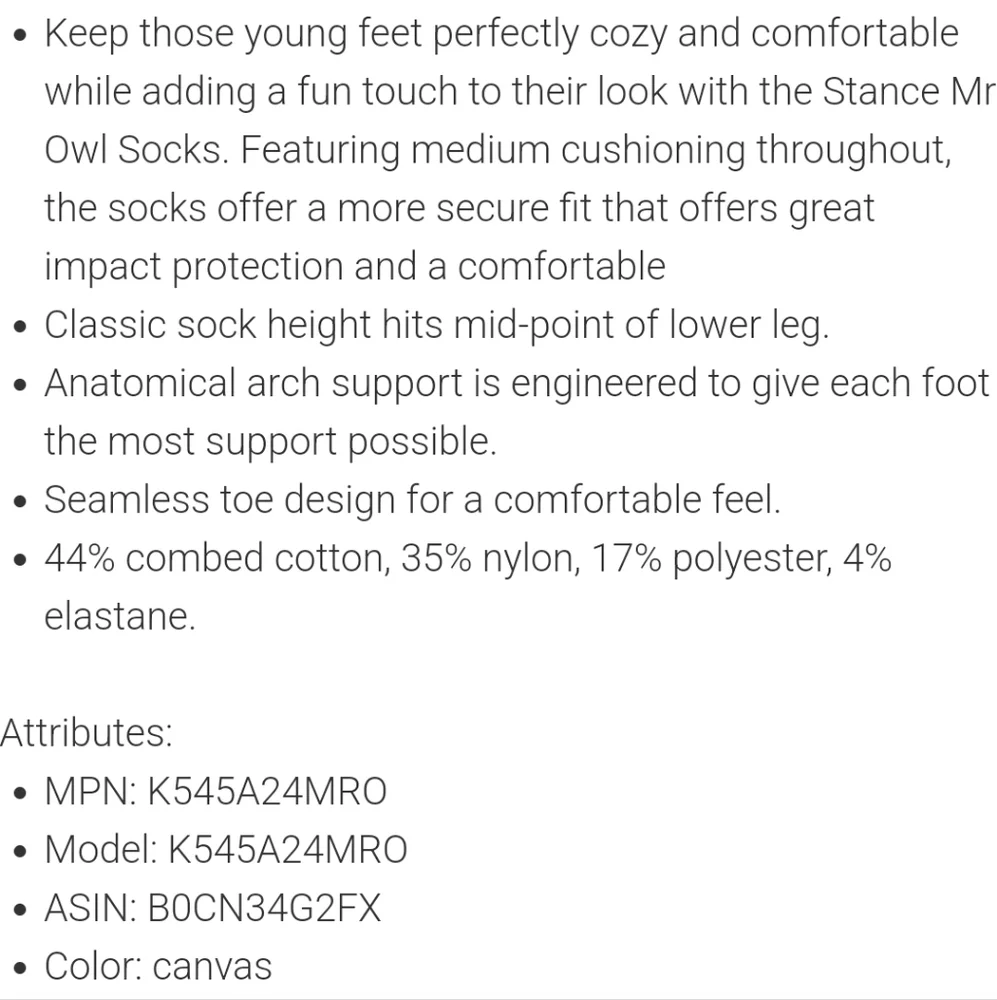 NWT Kid's Mr. Owl Stance Crew Socks